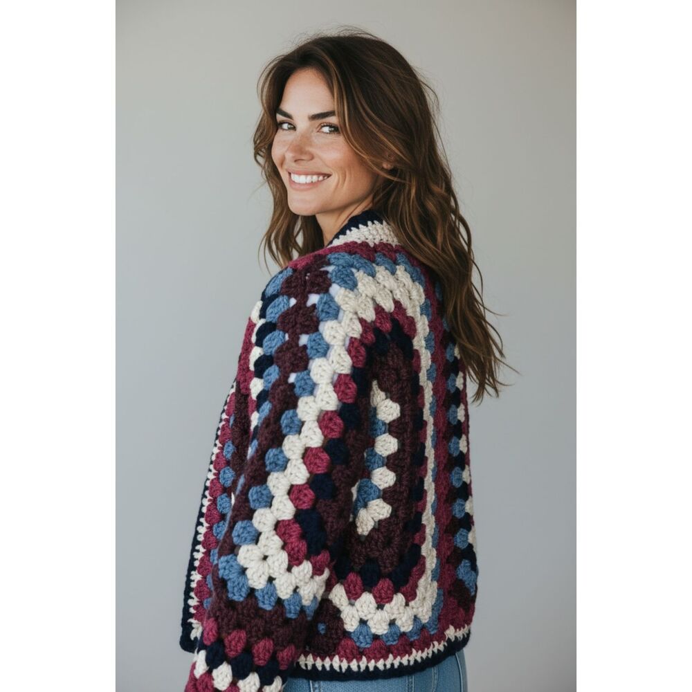 THE BERRY PARFAIT Handmade Crochet Hexagon Cardigan